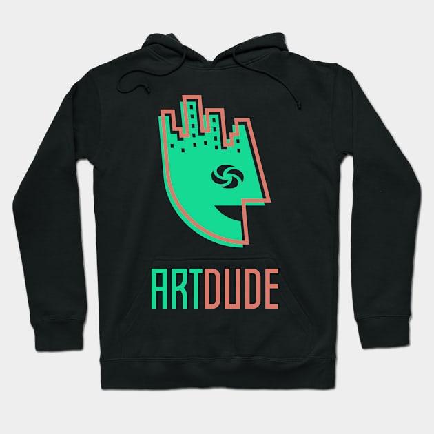 YourArtDude Logo In Green And Red Hoodie by yourartdude